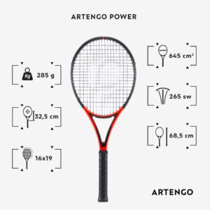 راکت تنیس بزرگسالان آرتنگو ARTENGO TR990 Power – قرمز مشکی