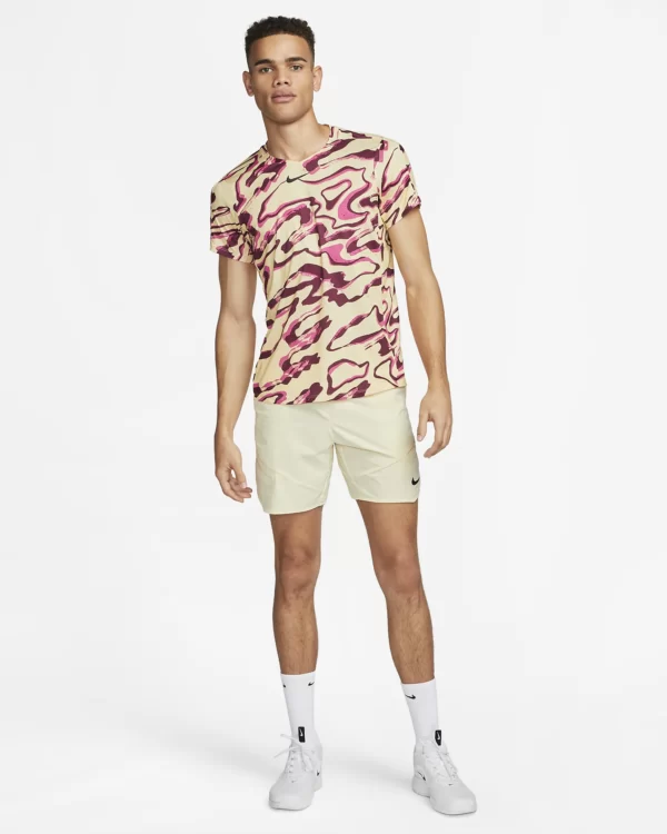 تی شرت تنیس مردانه نایک NikeCourt Dri-FIT Advantage- کرمی