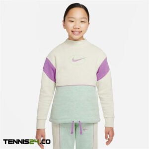 هودی بچگانه نایک Nike Fleece Long-Sleeve Mock- بژ