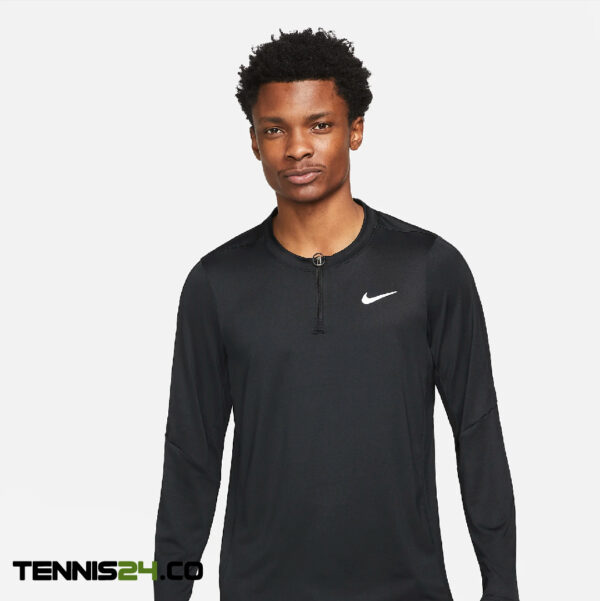 تی شرت نیم زیپ تنیس مردانه نایک NikeCourt Dri-FIT Advantage-مشکی