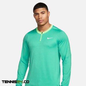 تی شرت نیم زیپ تنیس مردانه نایک NikeCourt Dri-FIT Advantage- سبز