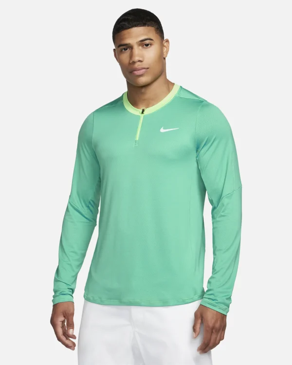 تی شرت نیم زیپ تنیس مردانه نایک NikeCourt Dri-FIT Advantage- سبز