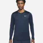 تی شرت نیم زیپ تنیس مردانه نایک NikeCourt Dri-FIT Advantage-سرمه ای