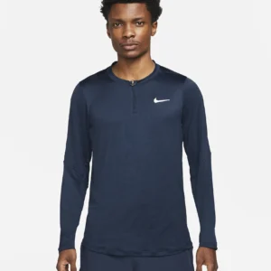 تی شرت نیم زیپ تنیس مردانه نایک NikeCourt Dri-FIT Advantage-سرمه ای