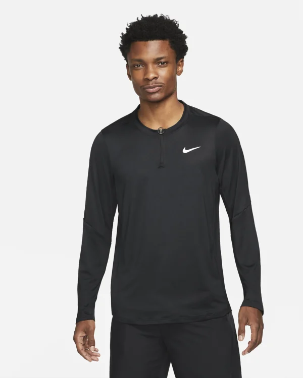 تی شرت نیم زیپ تنیس مردانه نایک NikeCourt Dri-FIT Advantage-مشکی
