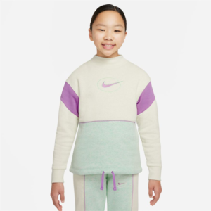 هودی بچگانه نایک Nike Fleece Long-Sleeve Mock- بژ