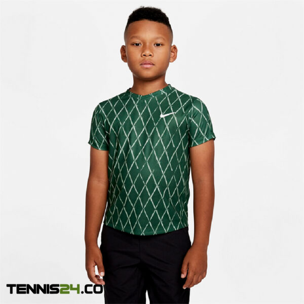 تی شرت تنیس بچگانه نایک NikeCourt Dri-FIT Victory Printed- سبز