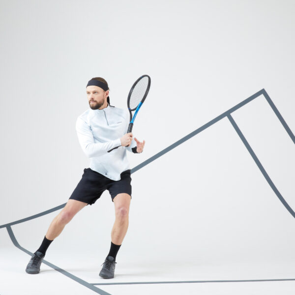 پلوشرت تنیس مردانه آرتنگو ARTENGO Thermic- طوسی روشن