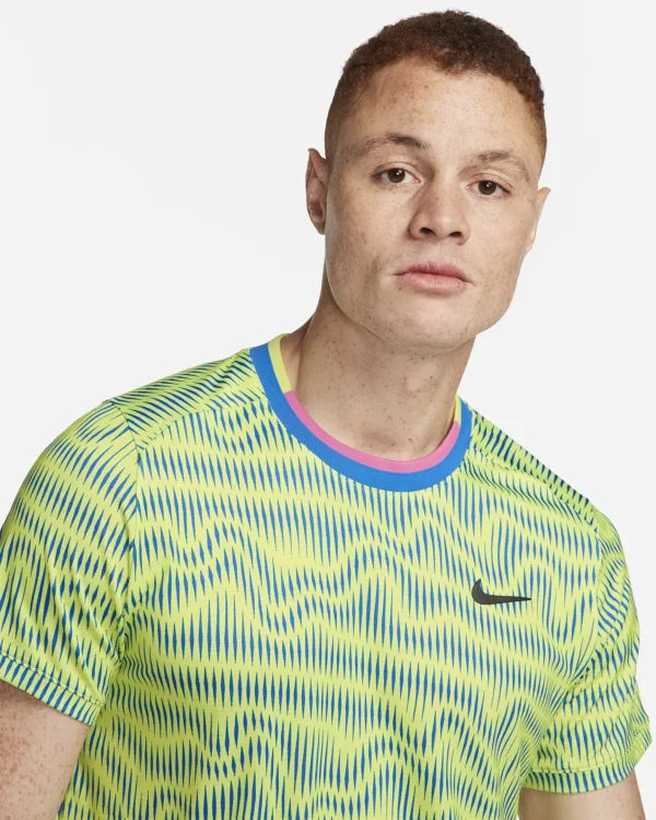 تی شرت تنیس مردانه نایک NikeCourt Advantage Dri-FIT- زرد/آبی