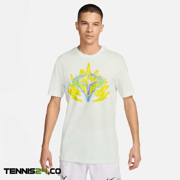 تی شرت تنیس مردانه نایک Rafa Nike Court Dri-FIT– سفید/زرد