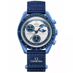 ساعت امگا سواچ مدل MISSION TO THE - SUPER BLUE MOONPHASE