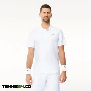 پلوشرت تنیس مردانه لاکست Novak Djokovic Men's Regular Fit White Polo- سفید