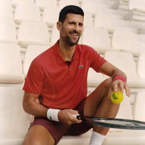 پلوشرت تنیس مردانه لاکست Novak Djokovic Men's Regular Fit Red Polo- قرمز