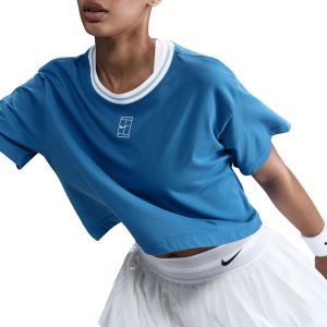 تی شرت تنیس زنانه نایک Nike Heritage Dri-FIT Crop- آبی