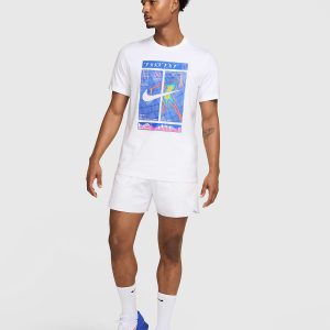 تی شرت تنیس مردانه نایک NikeCourt Dri-FIT Graphic Print- سفید