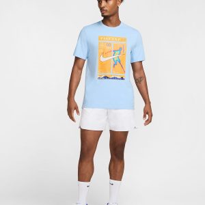 تی شرت تنیس مردانه نایک NikeCourt Dri-FIT Graphic Print- آبی