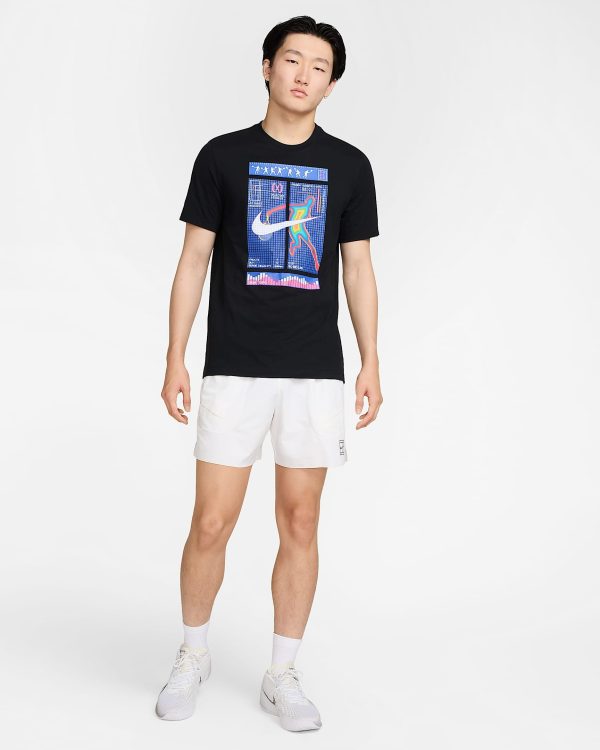 تی شرت تنیس مردانه نایک NikeCourt Dri-FIT Graphic Print- مشکی - Image 2