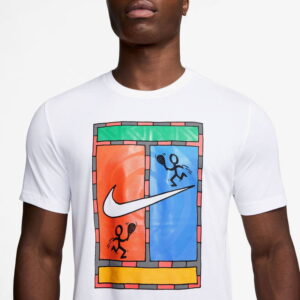 تی شرت تنیس مردانه نایک NikeCourt Dri-FIT Graphic Print- سفید