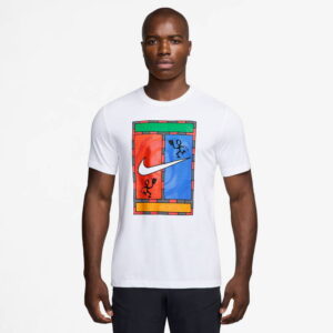 تی شرت تنیس مردانه نایک NikeCourt Dri-FIT Graphic Print- سفید