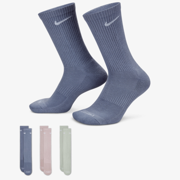 جوراب تنیس نایک Nike Everyday Plus Cushioned Crew 3-pack - پک سه تایی - چندرنگ