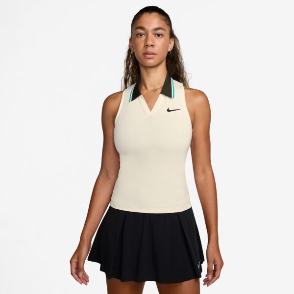 تاپ تنیس زنانه نایک Nike Slam Dri-FIT Paris - کرم - Image 3