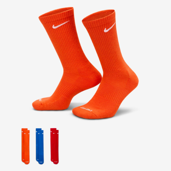 جوراب تنیس نایک Nike Everyday Plus Cushioned Crew 3-pack - پک سه تایی - چندرنگ