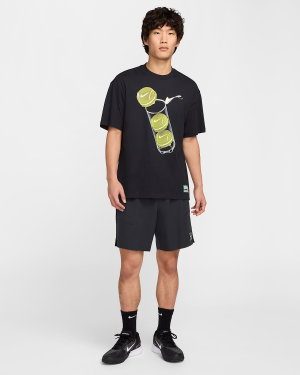 تی شرت تنیس مردانه نایک NikeCourt Max90 Printed - مشکی - تصویر 3