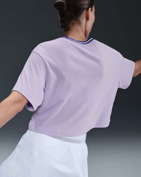 تی شرت تنیس زنانه نایک Nike Heritage Dri-FIT Crop- بنفش - Image 2
