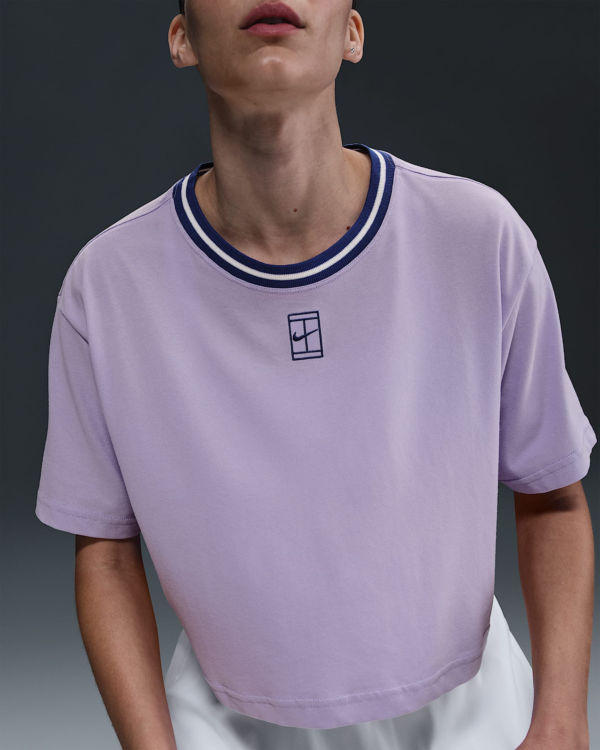 تی شرت تنیس زنانه نایک Nike Heritage Dri-FIT Crop- بنفش - Image 4