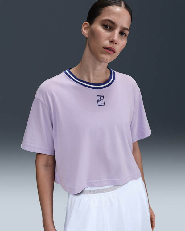 تی شرت تنیس زنانه نایک Nike Heritage Dri-FIT Crop- بنفش - Image 3