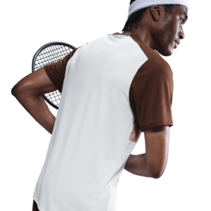 تی شرت تنیس مردانه نایک NikeCourt Advantage- سفید/قهوه ای