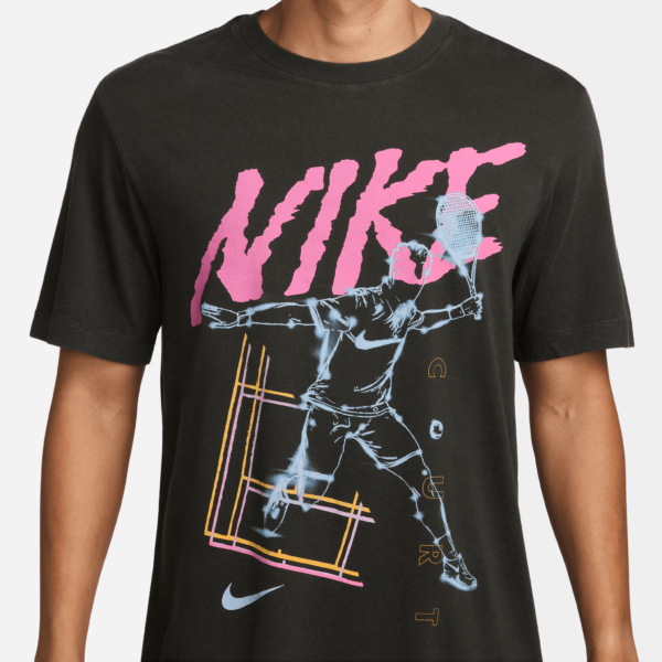 تی شرت تنیس مردانه نایک NikeCourt Printed - مشکی - Image 3