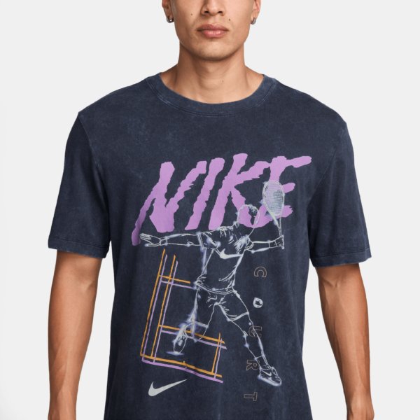 تی شرت تنیس مردانه نایک NikeCourt Printed - مشکی - Image 3