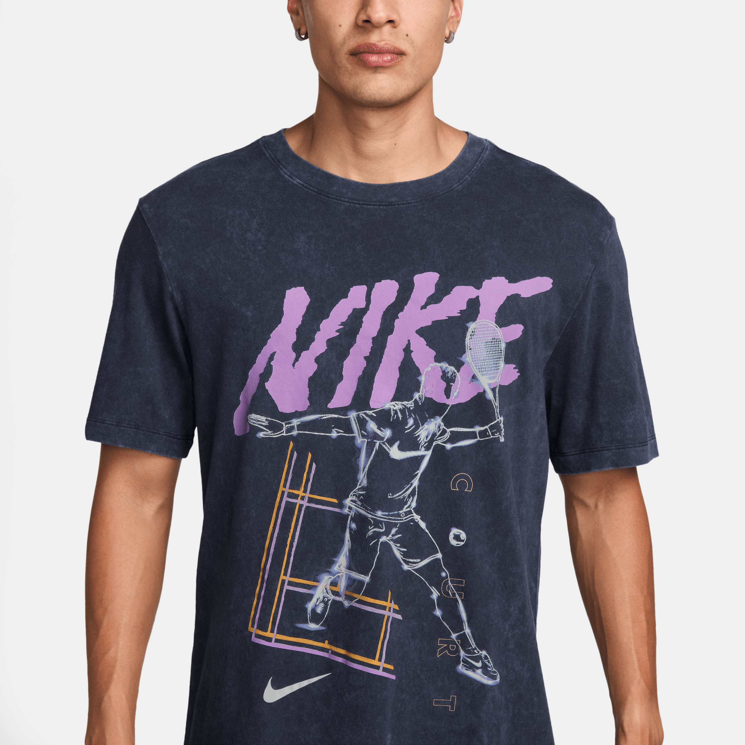 تی شرت تنیس مردانه نایک NikeCourt Printed - مشکی - تصویر 3