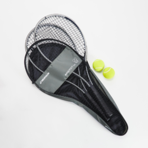 راکت تنیس بزرگسالان دکاتلون DECATHLON 2 Rackets / 2 Balls / 1 Case - Essential – مشکی