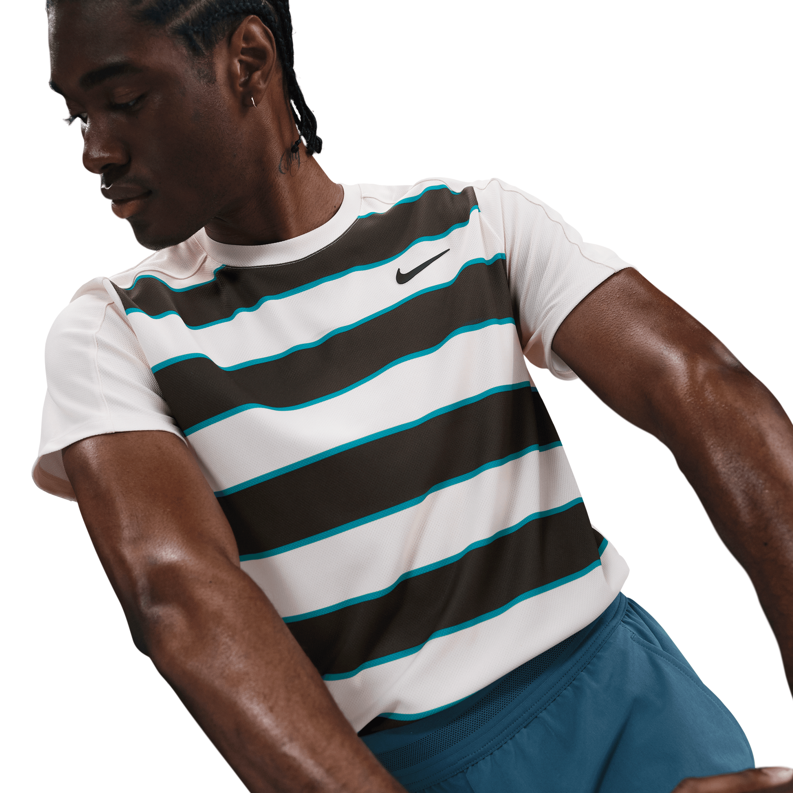 تی شرت تنیس مردانه نایک NikeCourt Slam Advantage Dri-FIT- سفید/مشکی - تصویر 3
