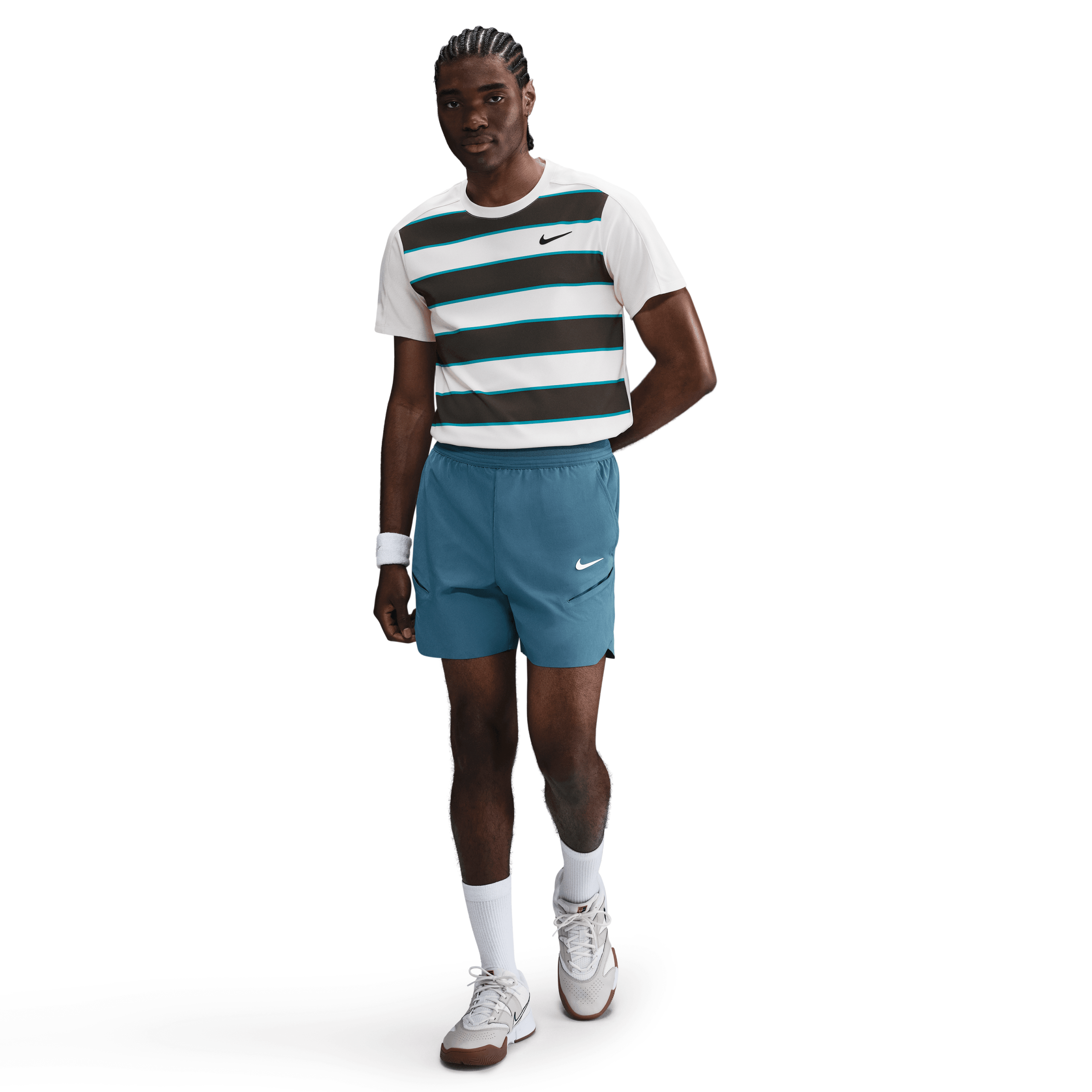 تی شرت تنیس مردانه نایک NikeCourt Slam Advantage Dri-FIT- سفید/مشکی - تصویر 4
