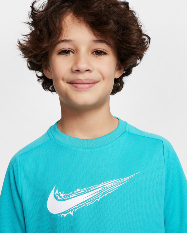 تی شرت تنیس بچگانه نایک - Nike One Dri-FIT Fitted - فیروزه ای - Image 4