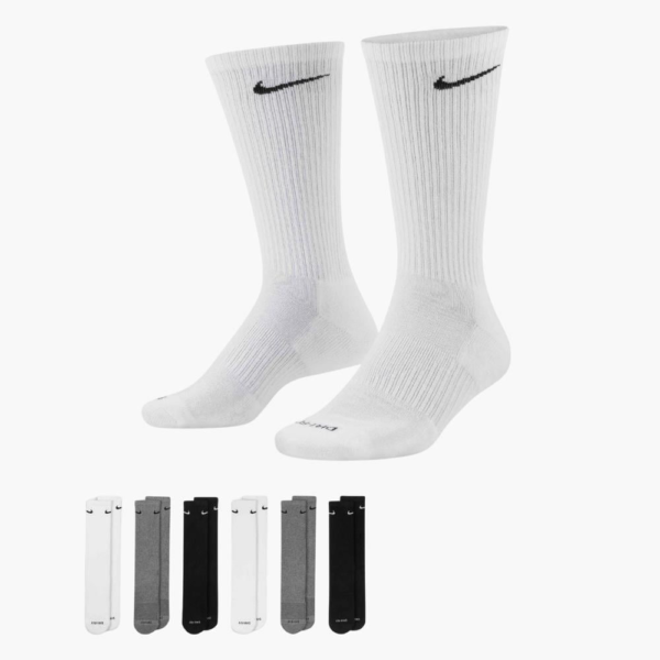 جوراب تنیس نایک Nike Everyday Plus Cushioned Crew 6-pack - پک شش تایی - چندرنگ