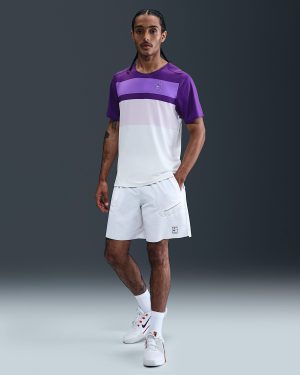 تی شرت تنیس مردانه نایک NikeCourt Advantage- سفید/بنفش