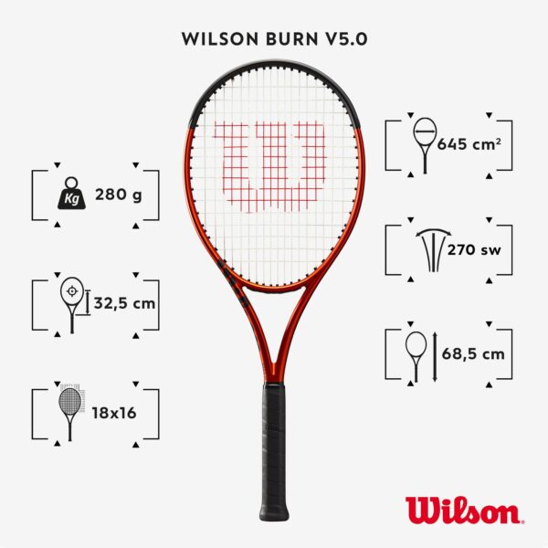 راکت تنیس بزرگسالان ویلسون WILSON BURN 100LS V5.0 280g - Image 10