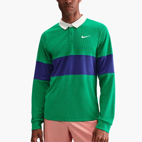 پلوشرت تنیس مردانه نایک NikeCourt Slam Dri-FIT ADV Long Sleeve - سبز/آبی - Image 4