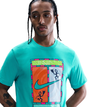 تی شرت تنیس مردانه نایک NikeCourt Dri-FIT Graphic Print- آبی