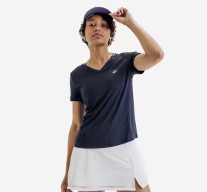 تی شرت تنیس زنانه دکتلون DECATHLON V-Neck – Dry – سرمه ای