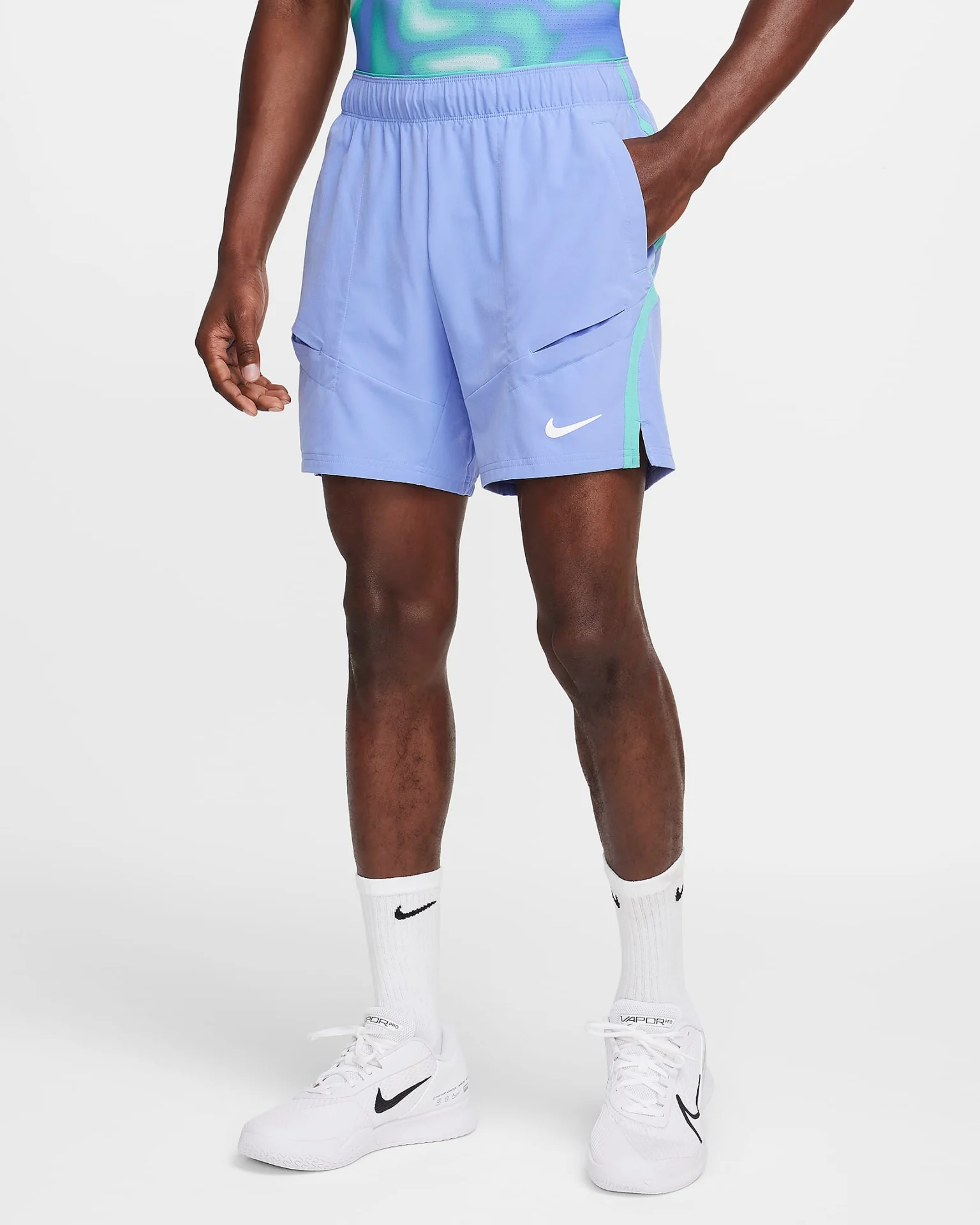 شلوارک تنیس مردانه نایک NikeCourt Advantage Dri-FIT 18 cm - آبی - تصویر 2