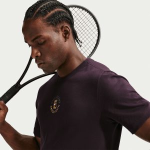 تیشرت تنیس مردانه نایک NikeCourt Dri-FIT Cotton–بنفش تیره