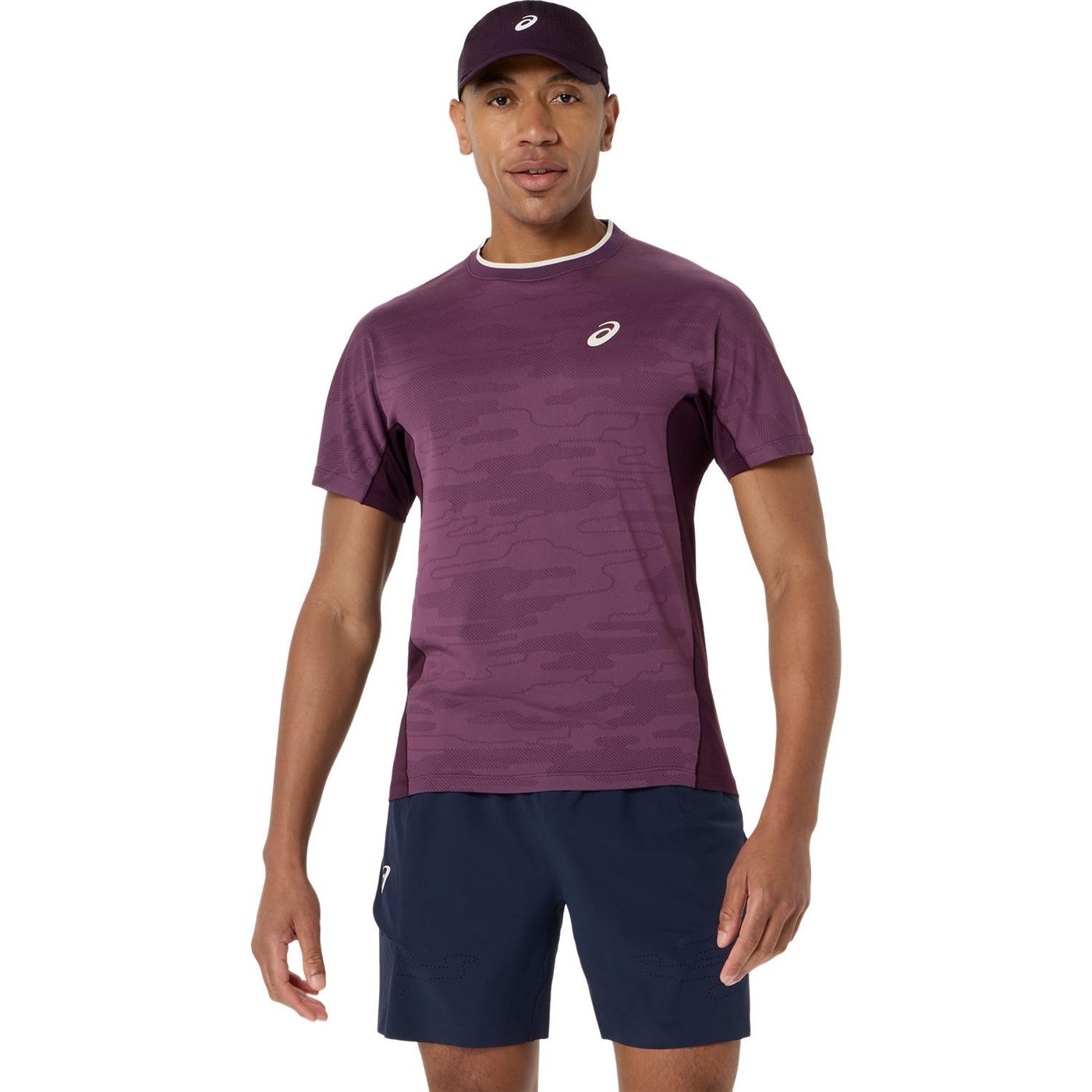 تیشرت تنیس مردانه اسیکس ASICS Match Jacquard SS Top – بادمجانی - تصویر 3