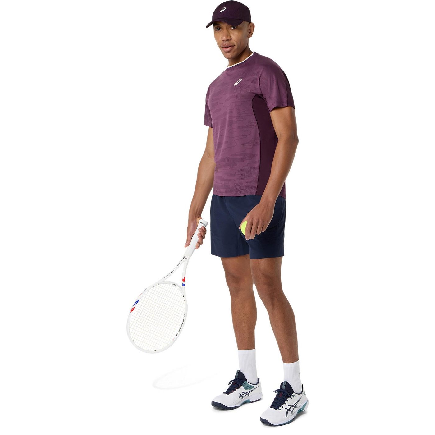تیشرت تنیس مردانه اسیکس ASICS Match Jacquard SS Top – بادمجانی - تصویر 7