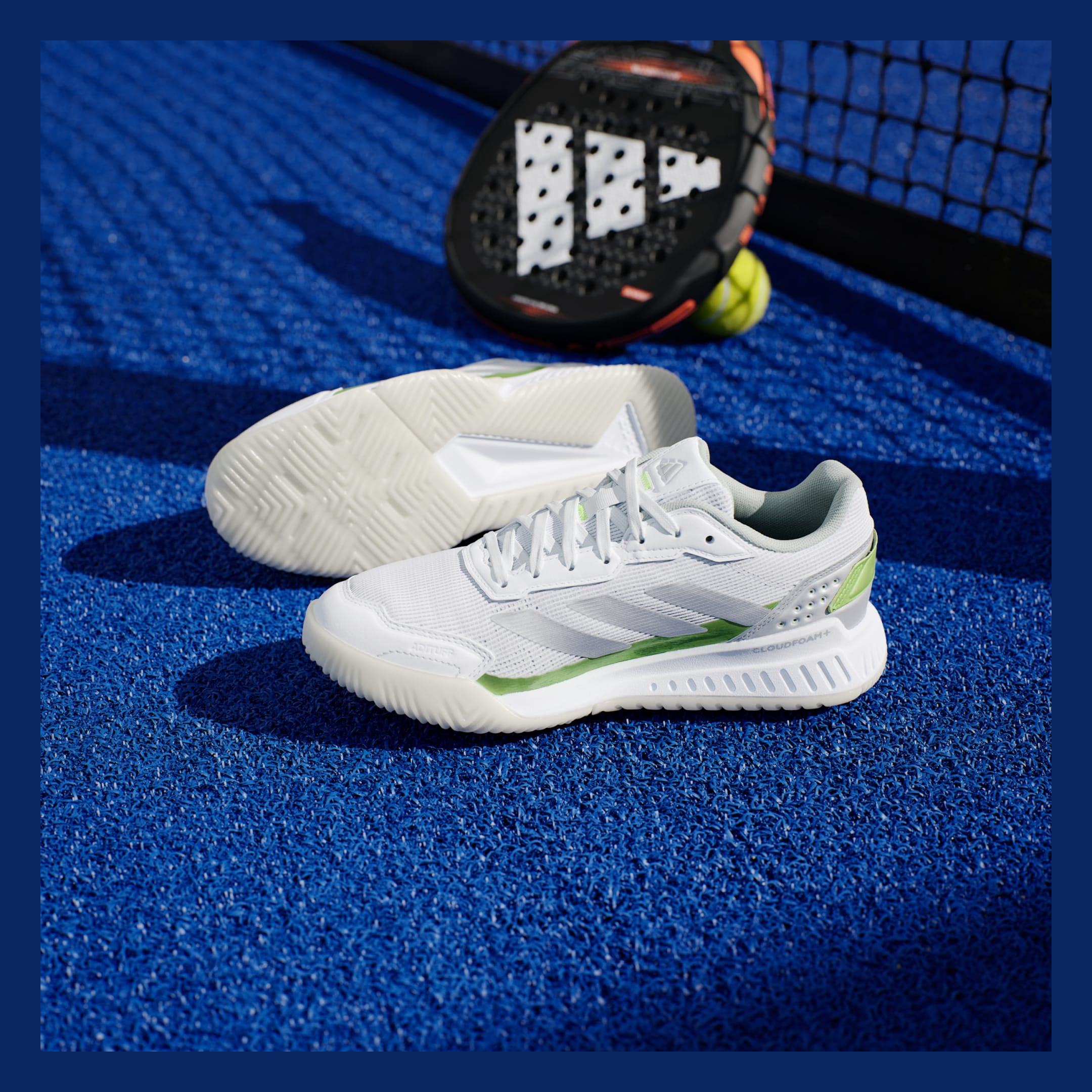 کفش پدل زنانه آدیداس - ADIDAS Courtquick Padel Shoes - سفید/سبز - تصویر 9