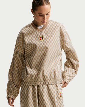 بلوز تنیس آستین بلند زنانه اورسایز نایک Court Collection Oversize  – بژ